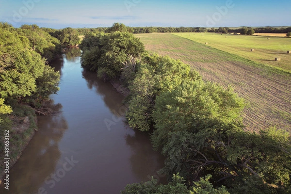 Obraz River and hay field