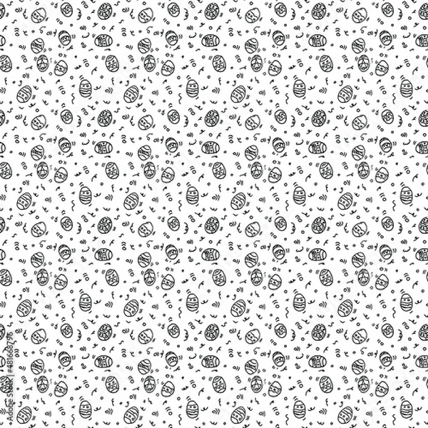 Fototapeta black and white seamless pattern with easter eggs
