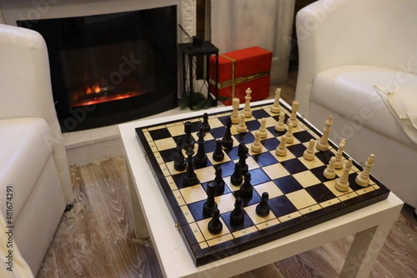 Fototapeta lets play chess on table