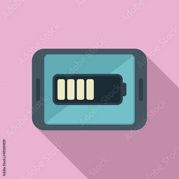 Obraz Tablet low battery icon flat vector. Mobile broken