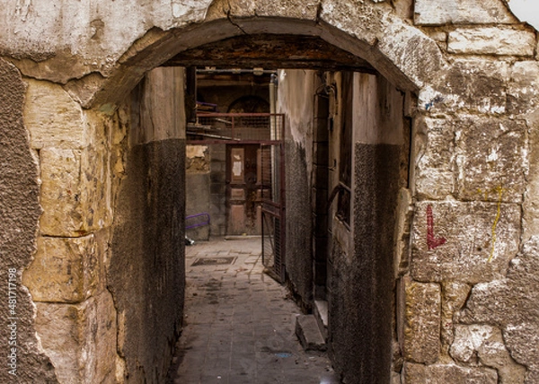Obraz Old roads with Stone walls 