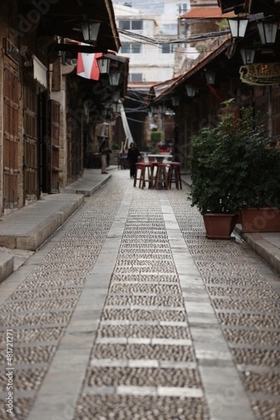 Obraz Old roads with Stone walls 