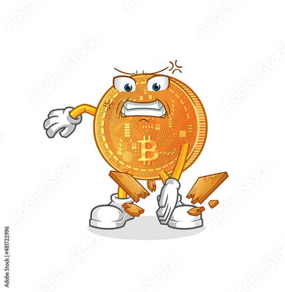 Obraz bitcoin karate mascot. cartoon vector