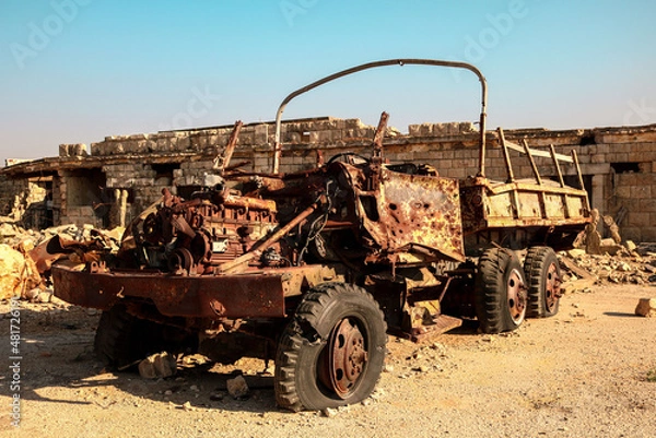 Obraz old rusty army truck from war 