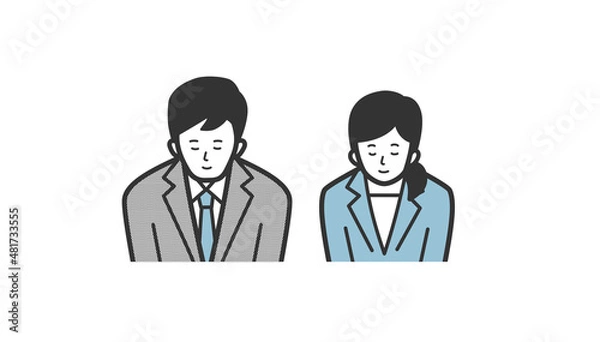 Obraz お辞儀をするビジネスパーソンの上半身イラスト