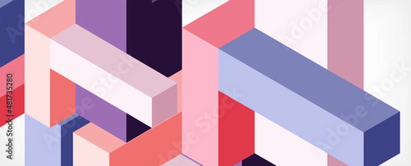 Fototapeta Abstract background. 3d cubes, cubic elements and blocks. Techno or business concept for wallpaper, banner, background, landing page