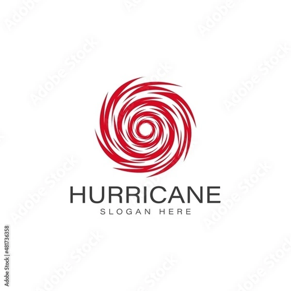 Fototapeta Hurricane icon logo vector concept design. Abstract Tornado, Typhoon icon with red color element.