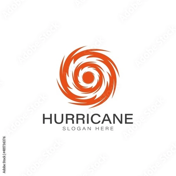 Fototapeta Hurricane icon logo vector concept design. Abstract Tornado, Typhoon icon with red color element.