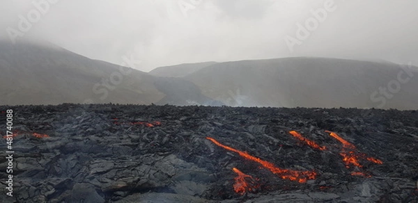 Fototapeta lava field in geldingadalir from volcano fagradalsfjall 