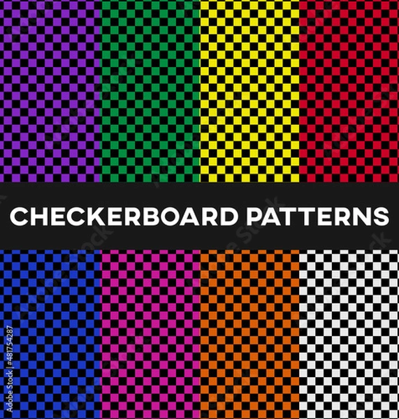 Obraz Checkerboard Pattern Seamless Backgrounds with Swatches