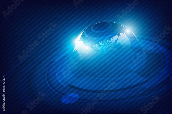 Fototapeta Futuristic Cyber technology abstract background globe sphere world map