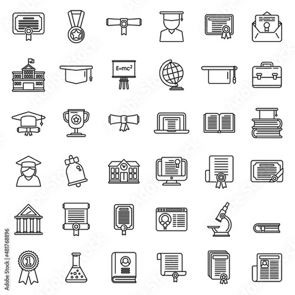 Fototapeta Degree icons set outline vector. Academic bachelor