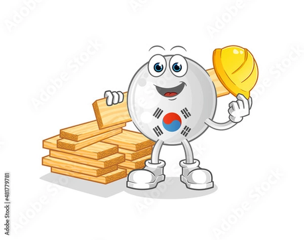 Obraz south korea builder vector. cartoon character