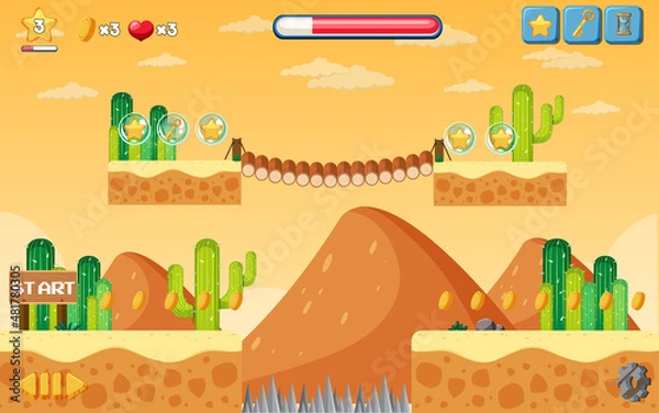 Fototapeta A game template desert background