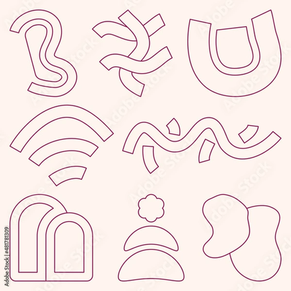 Fototapeta Collection Of Abstract Art. Pattern Graphic Outline Element