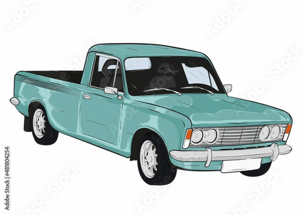 Fototapeta cartoon car pick up sketch painting wallpaper comics style