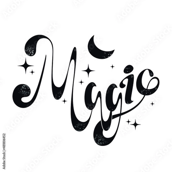 Fototapeta Lettering "Magic". Vector illustration, calligraphy, print.
