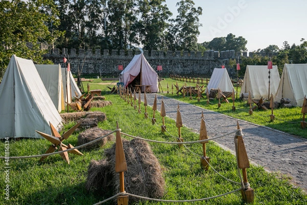 Fototapeta Historical re-enactment of the Romans army military tent camp in the fortress