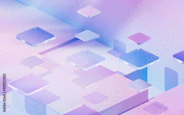 Obraz Gradient okulary i kostki, renderowanie 3D.