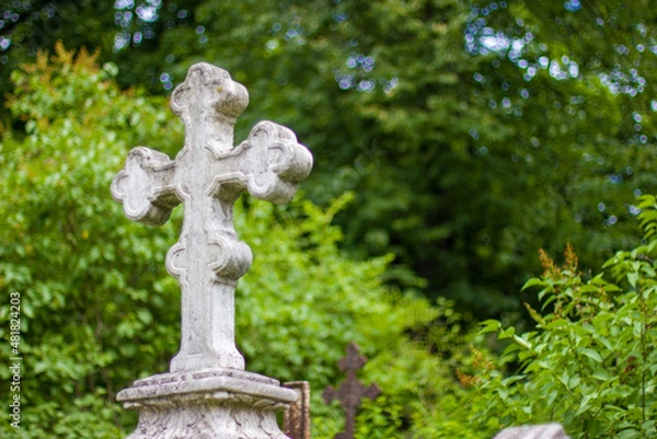 Obraz cross over headstone