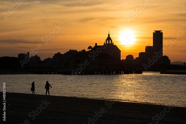 Obraz 夕日、シルエット