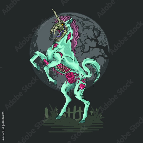 Obraz unicorn zombie nightmare illustration vector