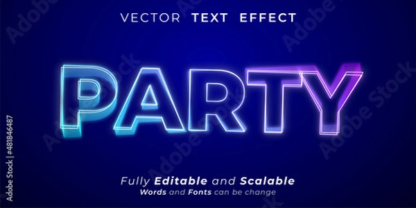 Obraz Editable text effect Party 3d neon effect text style concept