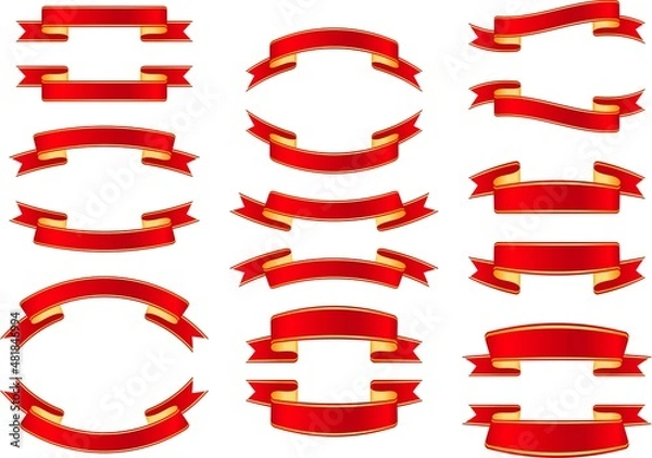 Fototapeta various royal red banner and ribbon with gold frame by vector design