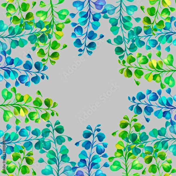 Obraz Scarf with colored branches on a gray background