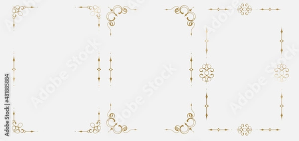 Obraz vintage ornament frame elements as wedding invitations, certificates and documents design