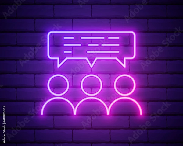 Obraz dialogue of people icon. Elements of interview in neon style icons. Simple icon for websites, web design, mobile app, info graphics isolated on brick wall