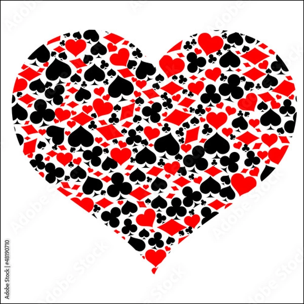 Fototapeta heart with game card symbols, vector