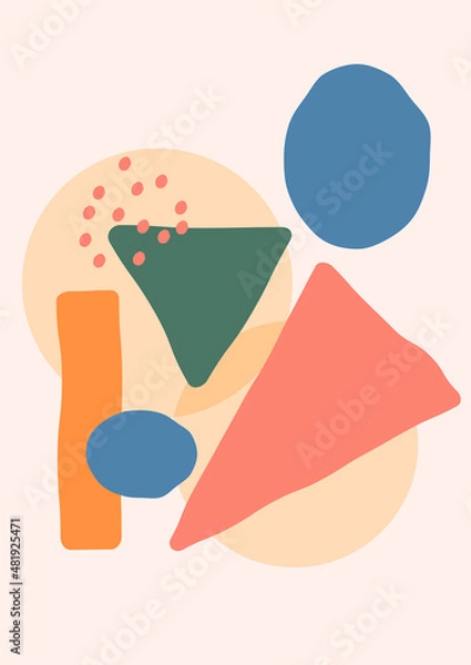 Fototapeta Modern minimalist abstract aesthetic boho poster illustrations. Bohemian style wall decor. Contemporary artistic posters. Trendy mid century art, boho home decor, wall art.