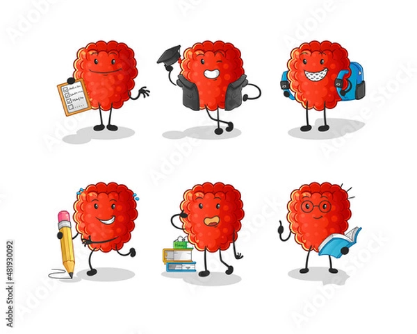 Obraz raspberry education set character. cartoon mascot vector
