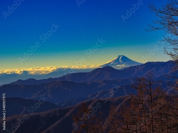 Fototapeta 稜線から望む富士山