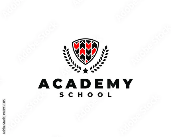 Obraz arrows shield school academy logo concept vector illustration