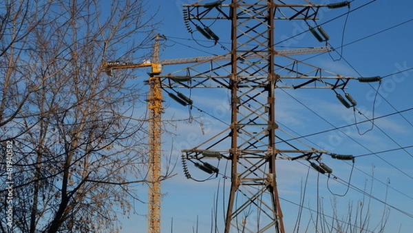 Obraz power lines on a sky