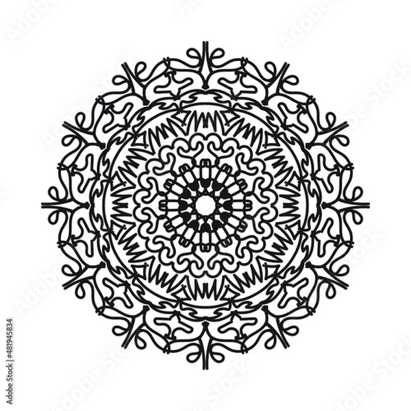 Fototapeta Circular pattern in form of mandala for Henna, Mehndi, tattoo, decoration. Decorative ornament in ethnic oriental style. Coloring book page.