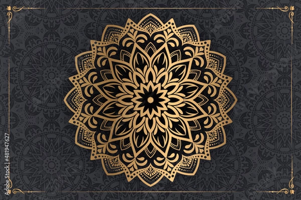 Obraz Ornamental luxury mandala pattern background with royal golden arabesque pattern Arabic Islamic east style. Traditional Turkish, Indian motifs. Great for fabric and textile, wallpaper, packaging etc.