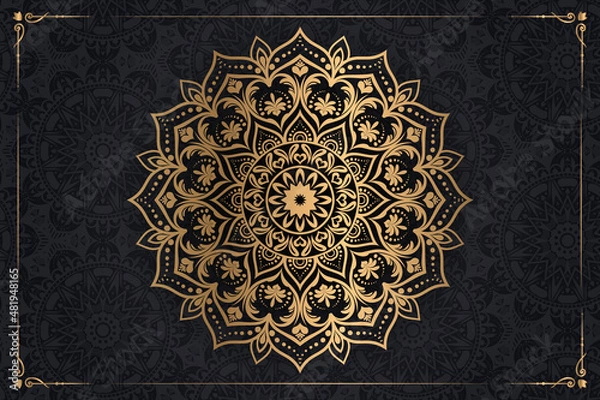 Obraz Ornamental luxury mandala pattern background with royal golden arabesque pattern Arabic Islamic east style. Traditional Turkish, Indian motifs. Great for fabric and textile, wallpaper, packaging etc.