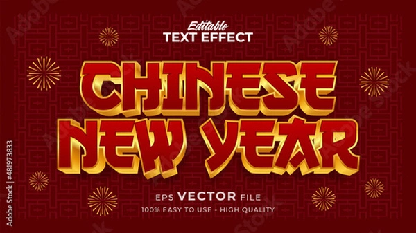 Fototapeta Editable text style effect - chinese new year text in style theme