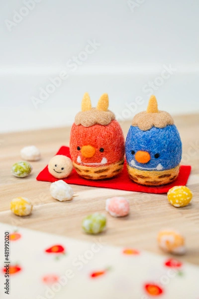 Obraz 赤鬼と青鬼のかわいい節分のイメージ素材