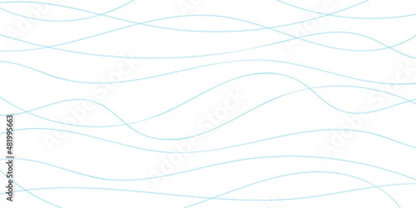 Obraz Thin line wavy abstract vector background. Curve wave seamless pattern. Line art striped graphic template. Vector illustration.	
