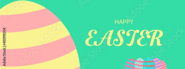 Fototapeta Happy easter background. Easter eggs with different colors, Vector
