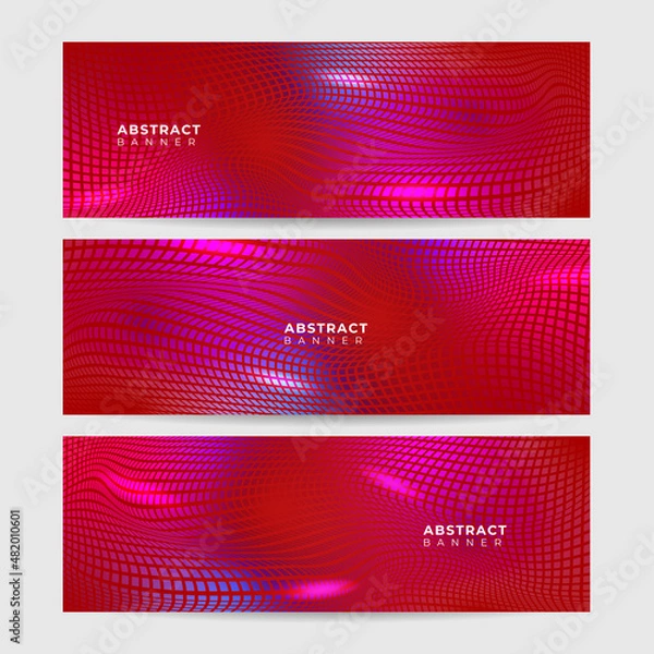 Fototapeta Abstract neon style red wide banner design background