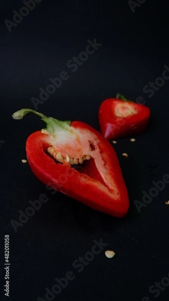 Obraz red pepper ON A BLACK BACKGROUND