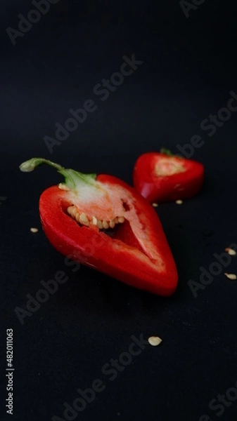 Obraz red pepper ON A BLACK BACKGROUND