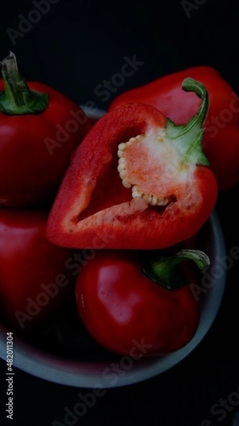 Obraz red pepper ON A BLACK BACKGROUND