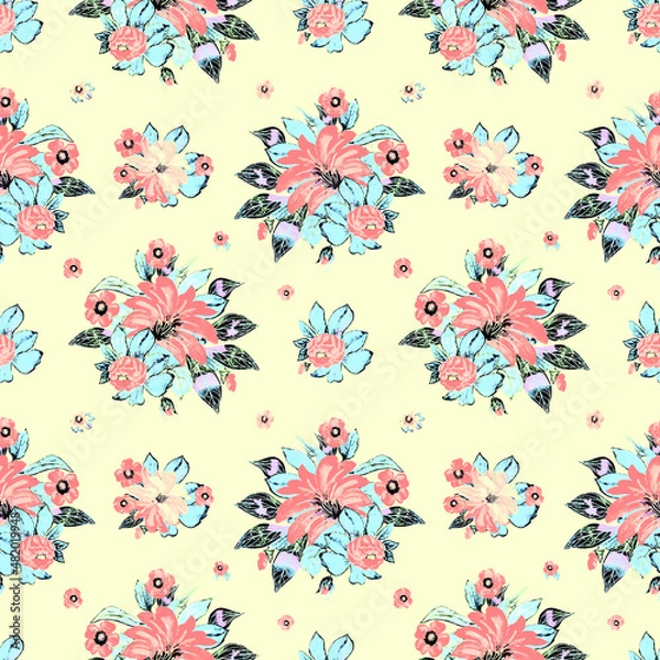 Fototapeta seamless pattern abstracts floral composition