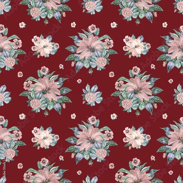 Fototapeta seamless pattern abstracts floral composition